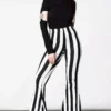 Inferno Room Flares [WHITE STRIPE] -Creepsville Horror Shop INFERNO ROOM goth FLARES W 1