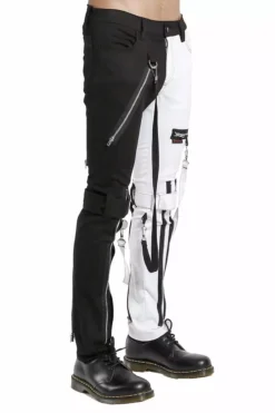 Tripp Split Leg Bondage Pants [Black/White] -Creepsville Horror Shop IS103M BLKWHT S 15c676d3 b99c 4130 b76e 3a06d46090d7