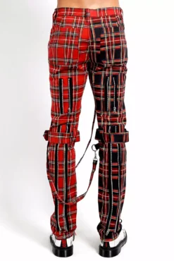 Tripp Split Leg Bondage Pants [Red/Black Plaid] -Creepsville Horror Shop IS103PA REDBLKPLD B