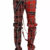 Tripp Split Leg Bondage Pants [Red/Black Plaid] -Creepsville Horror Shop IS103PA REDBLKPLD F