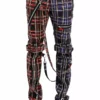Tripp NYC Split Leg Bondage Pants [Black/Purple Plaid] -Creepsville Horror Shop IS103PA BLKPURPPLD F
