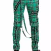 Tripp Bondage Pants [Green Plaid] -Creepsville Horror Shop IS267MP GRNPLD F 1