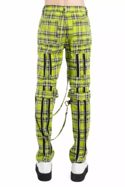 Tripp NYC Bondage Pants [Lime Plaid] -Creepsville Horror Shop IS267MP LIMEPLD B
