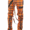 Tripp Bondage Pants [Orange Plaid] -Creepsville Horror Shop IS267MP ORGPLD F