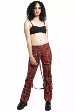 Tripp Ladies Bondage Pants [Red Plaid] -Creepsville Horror Shop IS267P REDPLD FULL 2