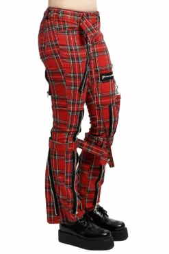 Tripp Ladies Bondage Pants [Red Plaid] -Creepsville Horror Shop IS267P REDPLD S