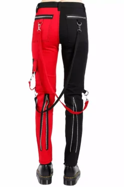 Tripp Ladies Split Leg Bondage Pants [Black/Red] -Creepsville Horror Shop IS4420 BLKRED B