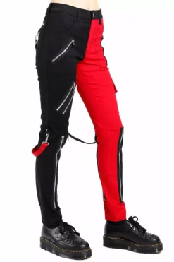 Tripp Ladies Split Leg Bondage Pants [Black/Red] -Creepsville Horror Shop IS4420 BLKRED S