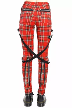 Tripp Ladies Chaos Bondage Pants [Red Plaid] -Creepsville Horror Shop IS4756P REDPLD B