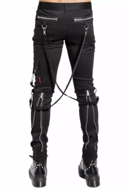 Tripp Straight-Leg Bondage Pants [Black] -Creepsville Horror Shop IS674M BLK B 1 1
