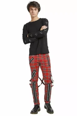 Tripp Mens Punk Bondage Pants [Red Plaid] -Creepsville Horror Shop IS674MP REDPLD FL 1622x 7ba6fce2 a213 4b2a 8325 4943c536124b