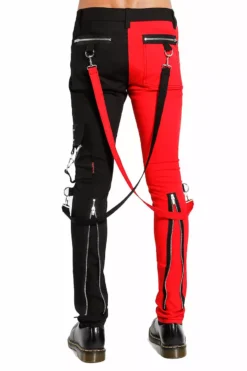 Tripp NYC Split Leg Bondage Pants [Black/Red] -Creepsville Horror Shop IS675M BLKRED B