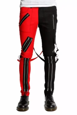 Tripp NYC Split Leg Bondage Pants [Black/Red] -Creepsville Horror Shop IS675M BLKRED FL