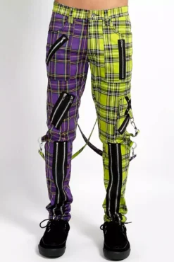 Tripp NYC Madness Pants [VIOLET/LIME PLAID]
