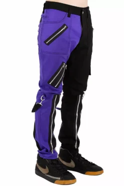 Tripp NYC Split Leg Bondage Pants [Black/Purple] -Creepsville Horror Shop IS675M BLACKPURPLE S