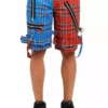 Tripp Split Bondage Shorts [Red/Blue Plaid]
