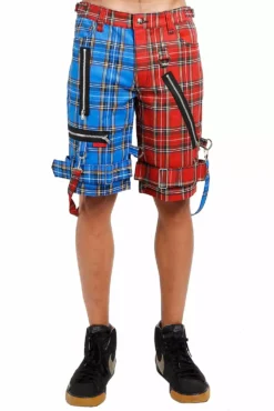 Tripp Split Bondage Shorts [Red/Blue Plaid]