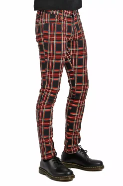 Tripp Rocker Jean [Black Plaid] -Creepsville Horror Shop IS7374MP BLKPLD S