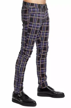 Tripp Rocker Jeans [Purple Plaid] -Creepsville Horror Shop IS7374P PRP S