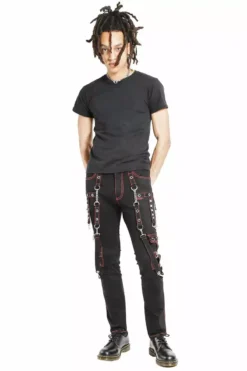 Tripp NYC No Excuses Bondage Pants [Black/Red] -Creepsville Horror Shop IS7430M BLKRED FL 5364dee5 929e 4308 8d5d c1140822a448