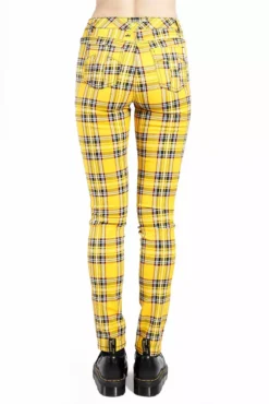 Tripp High Waist T-Back Jeans [Yellow Plaid] -Creepsville Horror Shop IS9260P YELPLD B