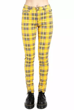 Tripp High Waist T-Back Jeans [Yellow Plaid]