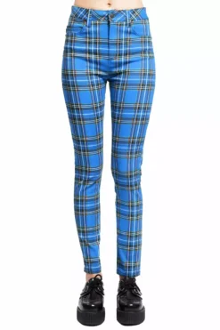 Tripp Womens High-Waist Pants [Blue Plaid]