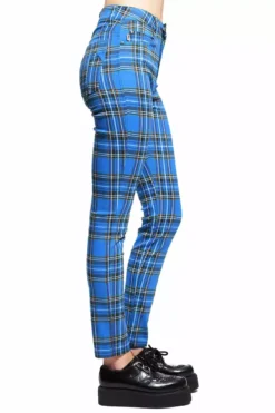 Tripp Womens High-Waist Pants [Blue Plaid] -Creepsville Horror Shop IS9260P BLUEPLD S