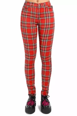 Tripp NYC High Waist T-Back Jeans [RED PLAID]