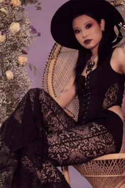 Spectral Lure Bell Bottoms -Creepsville Horror Shop Lace Leggings