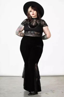 Mahina Velvet Bell Bottoms -Creepsville Horror Shop MAHINA VELVET BELL BOTTOMS PLUS W F x1600copy