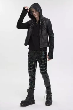 Holographic Hell Leather Pants -Creepsville Horror Shop Mens Rave Pants