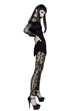 Bathory Edwardian Cameo Mesh Leggings -Creepsville Horror Shop PT10702 4
