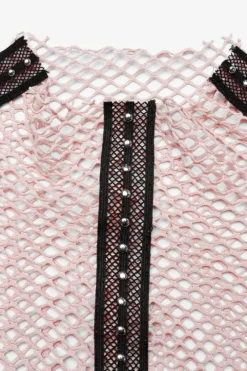 Grave Rave Fishnet Top [PASTEL PINK] -Creepsville Horror Shop Pastel Goth Shirt