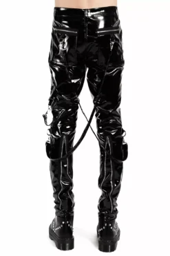 Tripp NYC Vinyl Classic Slim Leg Bondage Pants 8 Tripp NYC Vinyl Classic Slim Leg Bondage Pants -Creepsville Horror Shop RJ674M BLACKPVC B