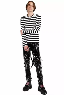 Tripp NYC Vinyl Classic Slim Leg Bondage Pants 9 Tripp NYC Vinyl Classic Slim Leg Bondage Pants -Creepsville Horror Shop RJ674M BLACKPVC FULL