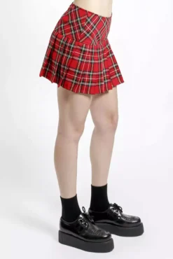 Tripp NYC Pleated Skirt [Red Plaid] -Creepsville Horror Shop Red Plaid Skirt