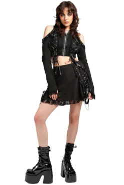 Tripp Lolita Suspender Skirt [Black/Black] -Creepsville Horror Shop SB4049 BLACKBLACK FULL 1000x 6846aaa6 d2f0 4c18 901e 3e013f2bb3f9