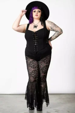 Spectral Lure Bell Bottoms -Creepsville Horror Shop SPECTURAL LURE LACE BOTTOMS PLUS