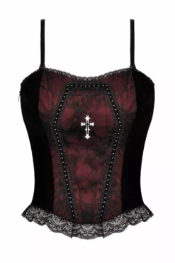 Burgundy Blood Ruffle Top -Creepsville Horror Shop Sexy Corset Top