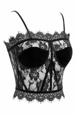 Lore Lace Crop Top -Creepsville Horror Shop Sexy Goth Crop Top