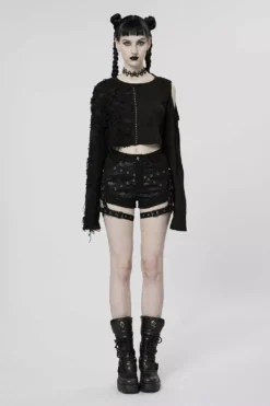 High-Waisted Garter Shorts 18 High-Waisted Garter Shorts -Creepsville Horror Shop Sexy Goth Shorts