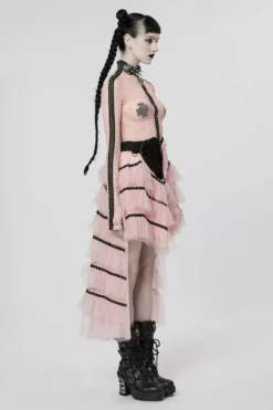 Grave Rave Fishnet Top [PASTEL PINK] -Creepsville Horror Shop Sexy Pink Netted Top