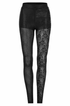 Snakes And Skulls Split Leg Mesh Leggings -Creepsville Horror Shop WK 521DDF 06