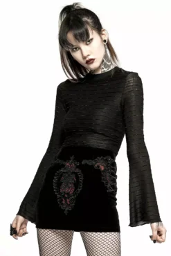 Creepsville Horror Shop 7 Black Velvet Vamp Mini Skirt