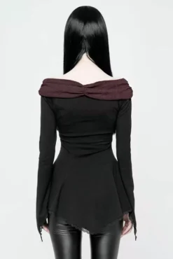 Castle Curse Bardot Top [BLACK/RED] -Creepsville Horror Shop WT 520TCF 02