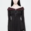 Castle Curse Bardot Top [BLACK/RED] -Creepsville Horror Shop WT 520TCF 08