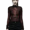 Weaving Webs Mesh Top [RED] -Creepsville Horror Shop WT 695TCF BK RD 04