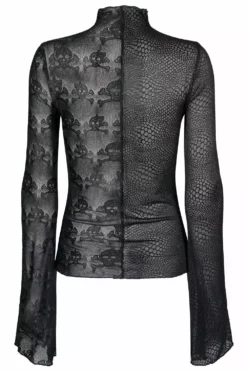 Mismatched Mesh Top [Skull/Snake] -Creepsville Horror Shop WT 727DQF BLK 06