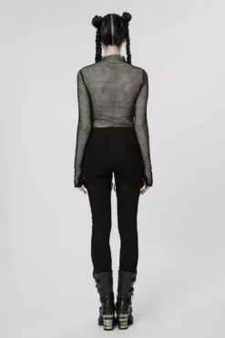 Club Creature Fishnet Top [BLACK] -Creepsville Horror Shop Womens Emo Small Top